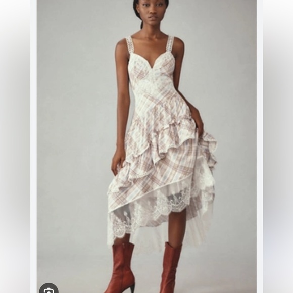 Anthropologie The Bobbi Asymmetrical Ruffled Tiered Midi - Picture 1 of 6